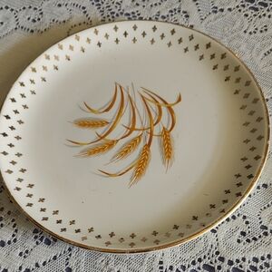 Four Homer Laughlin Golden Wheat 22k Gold Trim 9"Dinner Plates Made In USA